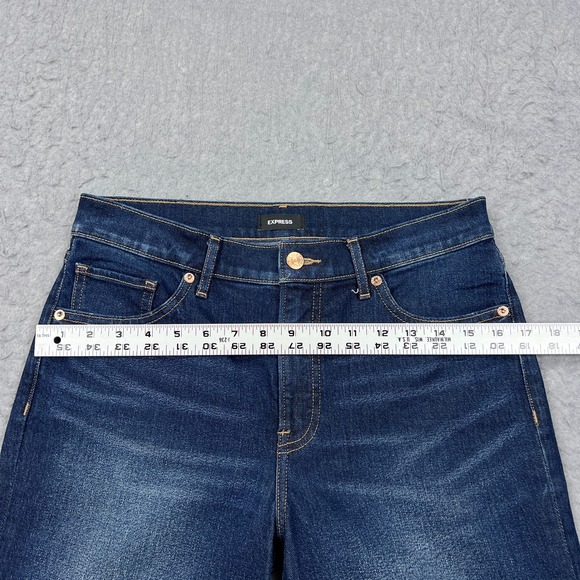 Express '70s Flare Mid Rise Jeans‎ Women's 6R Dark Blue Wash Denim Stretch Pant - Picture 8 of 16